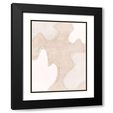 Faded Curves Black Modern Wood Framed Art Print with Double Matting by Adebowale