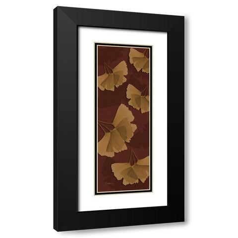 Leaves Brown on Red Black Modern Wood Framed Art Print with Double Matting by Koetsier, Albert