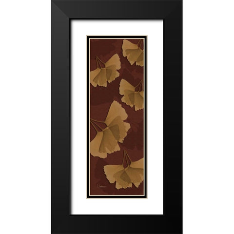 Leaves Brown on Red Black Modern Wood Framed Art Print with Double Matting by Koetsier, Albert