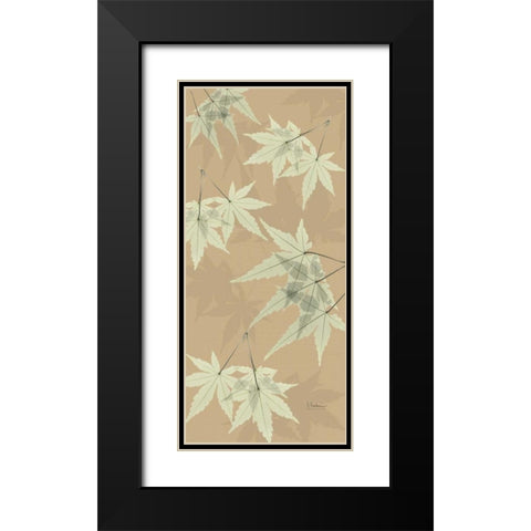 Leaves in Green on Tan Black Modern Wood Framed Art Print with Double Matting by Koetsier, Albert