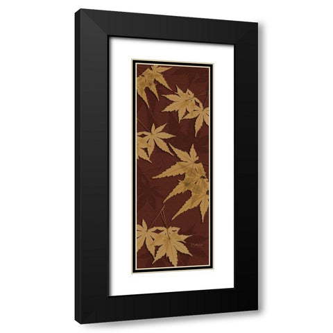 Leaves Brown on Red 2 Black Modern Wood Framed Art Print with Double Matting by Koetsier, Albert