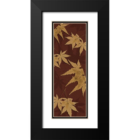 Leaves Brown on Red 2 Black Modern Wood Framed Art Print with Double Matting by Koetsier, Albert