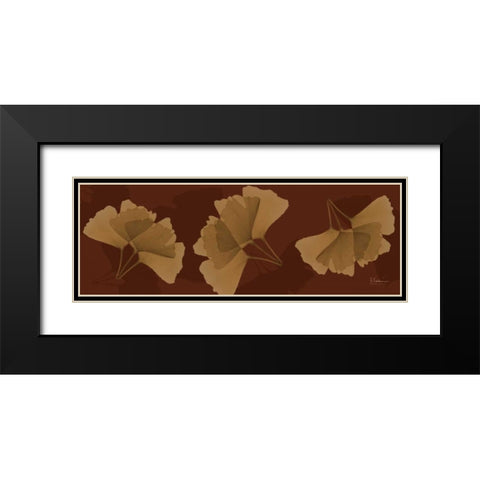 Leaves Brown on Red 4 Black Modern Wood Framed Art Print with Double Matting by Koetsier, Albert