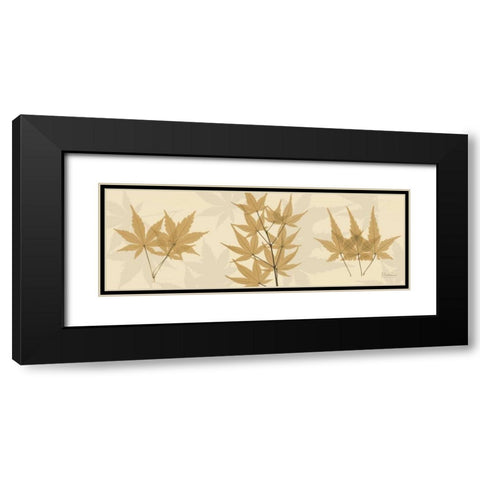 Leaves Tan on Beige Black Modern Wood Framed Art Print with Double Matting by Koetsier, Albert