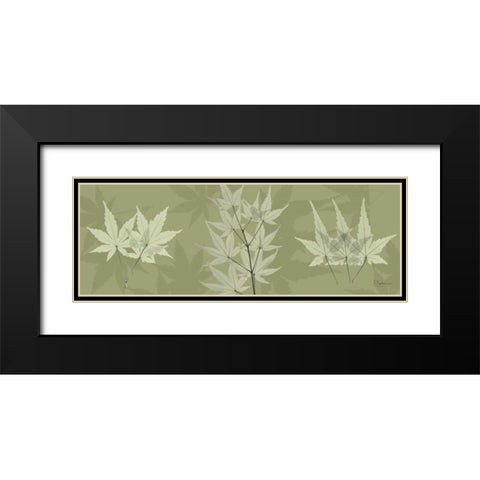 Leaves on Green Black Modern Wood Framed Art Print with Double Matting by Koetsier, Albert