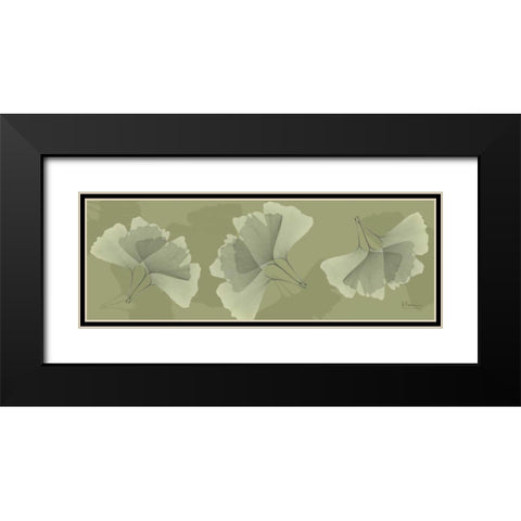 Leaves on Green 2 Black Modern Wood Framed Art Print with Double Matting by Koetsier, Albert