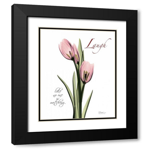 Tulip in Pink - Laugh Black Modern Wood Framed Art Print with Double Matting by Koetsier, Albert