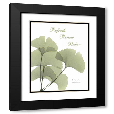 Ginkgo in Green - Mind Body Black Modern Wood Framed Art Print with Double Matting by Koetsier, Albert