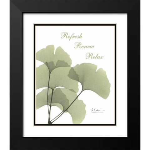 Ginkgo in Green - Mind Body Black Modern Wood Framed Art Print with Double Matting by Koetsier, Albert