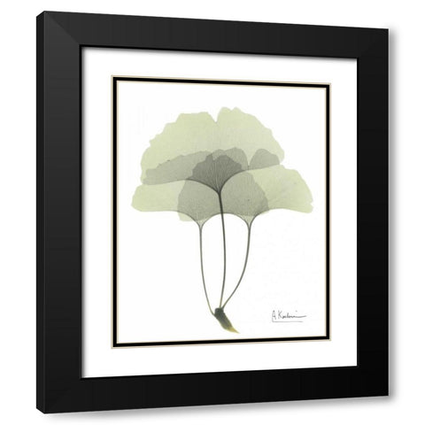 Gingko in Pale Green 3 Black Modern Wood Framed Art Print with Double Matting by Koetsier, Albert