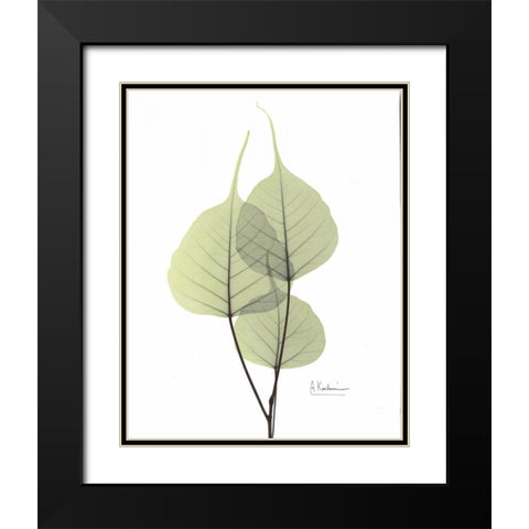 Bo Tree in Pale Green 2 Black Modern Wood Framed Art Print with Double Matting by Koetsier, Albert