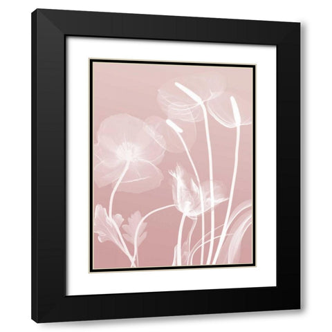 Pink Flora 6 Black Modern Wood Framed Art Print with Double Matting by Koetsier, Albert