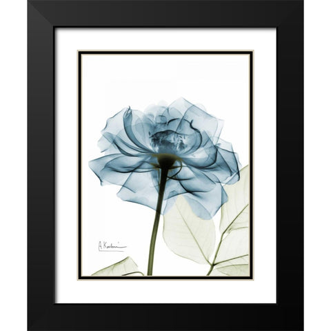 Teal Rose Black Modern Wood Framed Art Print with Double Matting by Koetsier, Albert