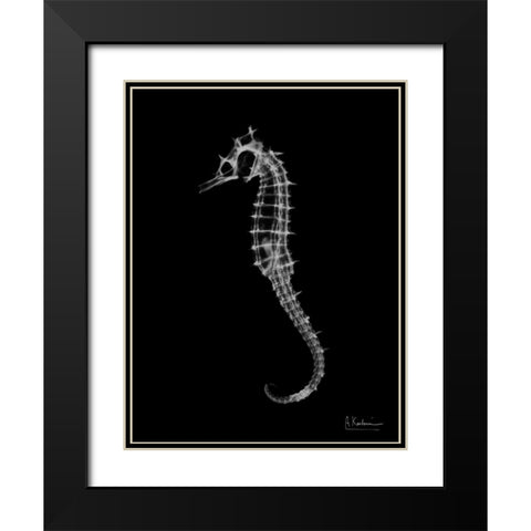 Seahorse In The Dark Black Modern Wood Framed Art Print with Double Matting by Koetsier, Albert