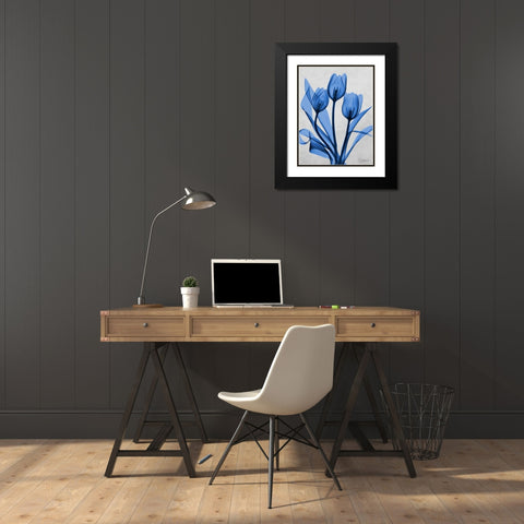 Midnight Tulips 2 Black Modern Wood Framed Art Print with Double Matting by Koetsier, Albert