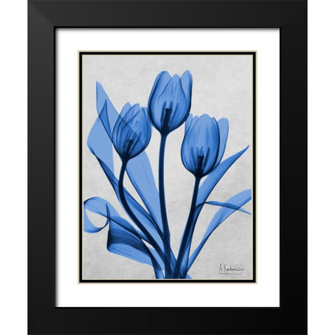 Midnight Tulips 2 Black Modern Wood Framed Art Print with Double Matting by Koetsier, Albert