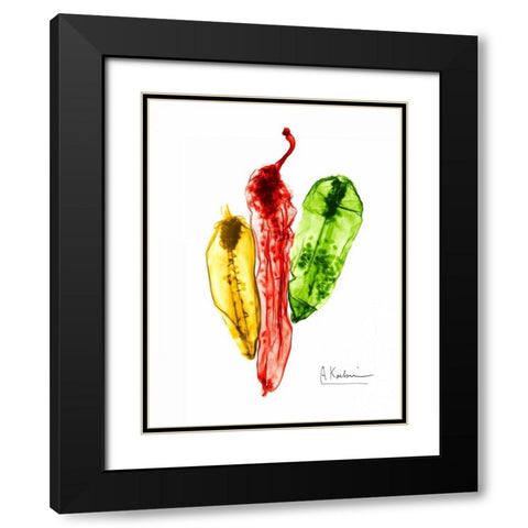 Peppers Picante Black Modern Wood Framed Art Print with Double Matting by Koetsier, Albert