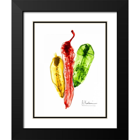 Peppers Picante Black Modern Wood Framed Art Print with Double Matting by Koetsier, Albert