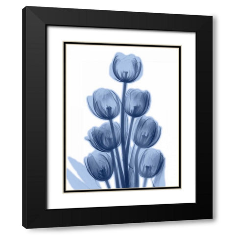 Indigo Spring Tulips Black Modern Wood Framed Art Print with Double Matting by Koetsier, Albert