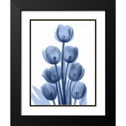 Indigo Spring Tulips Black Modern Wood Framed Art Print with Double Matting by Koetsier, Albert