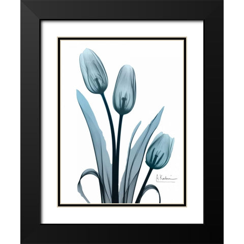 Midnight Sky Tulip Trio Black Modern Wood Framed Art Print with Double Matting by Koetsier, Albert