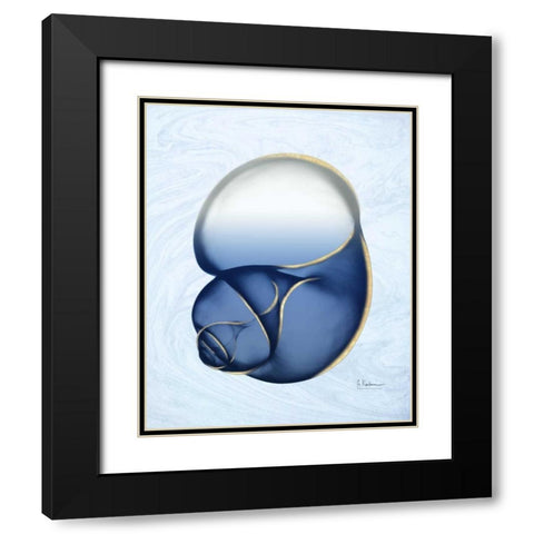 Marble Indigo Snail 1 Black Modern Wood Framed Art Print with Double Matting by Koetsier, Albert