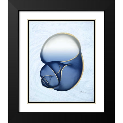 Marble Indigo Snail 1 Black Modern Wood Framed Art Print with Double Matting by Koetsier, Albert