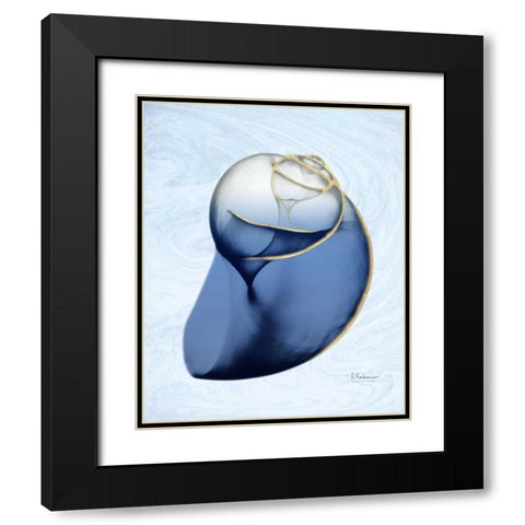 Marble Indigo Snail 2 Black Modern Wood Framed Art Print with Double Matting by Koetsier, Albert