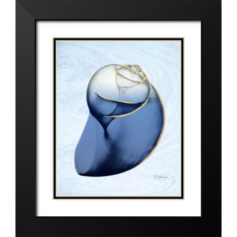 Marble Indigo Snail 2 Black Modern Wood Framed Art Print with Double Matting by Koetsier, Albert