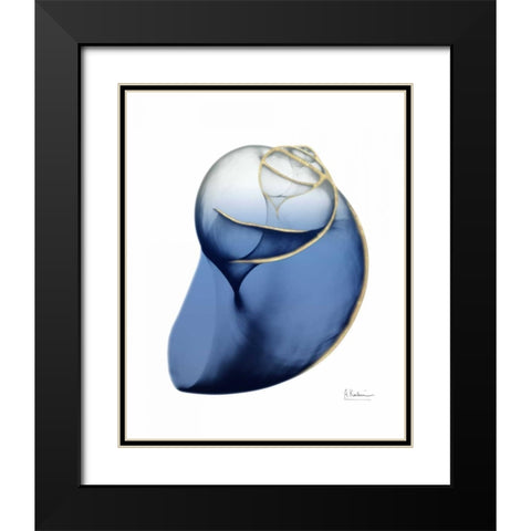 Shimmering Indigo Snail 2 Black Modern Wood Framed Art Print with Double Matting by Koetsier, Albert