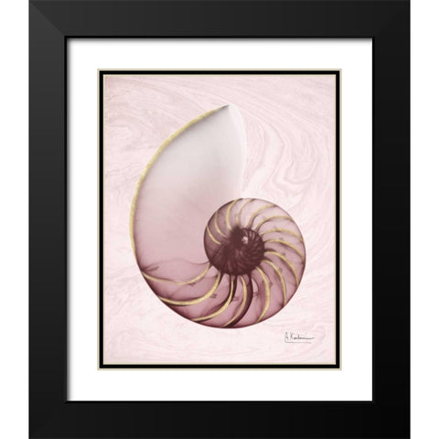 Marble Blush Snail 1 Black Modern Wood Framed Art Print with Double Matting by Koetsier, Albert