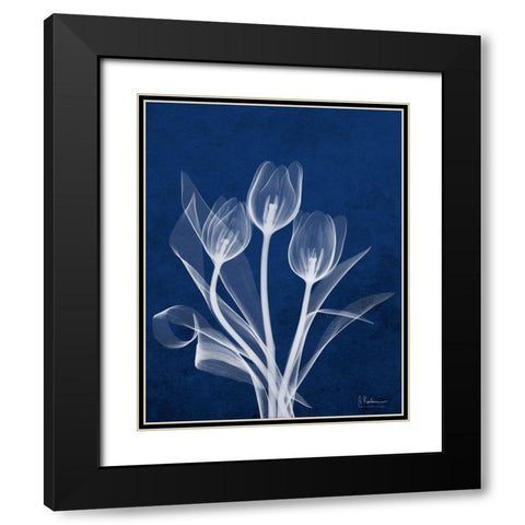 Ecto Indigo Tulips Black Modern Wood Framed Art Print with Double Matting by Koetsier, Albert