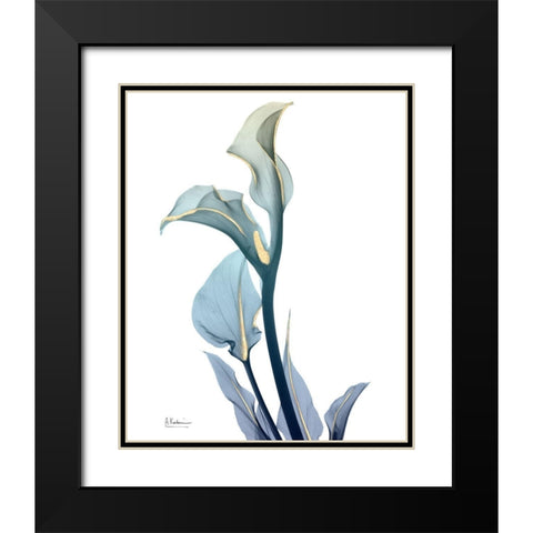 Gold Sprinkled Calla Lily Black Modern Wood Framed Art Print with Double Matting by Koetsier, Albert