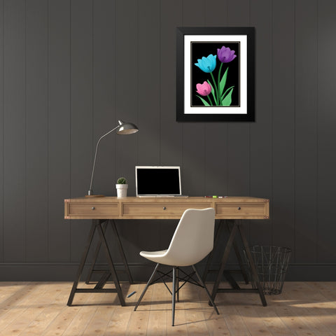 Shiny Tulips 3 Black Modern Wood Framed Art Print with Double Matting by Koetsier, Albert