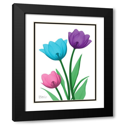 Shiny Tulips 1 Black Modern Wood Framed Art Print with Double Matting by Koetsier, Albert