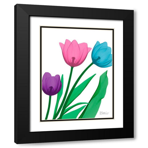 Shiny Tulips 2 Black Modern Wood Framed Art Print with Double Matting by Koetsier, Albert