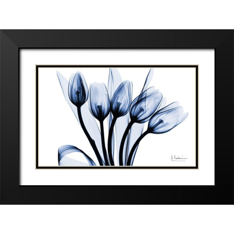 Marvelous Indigo Tulips 2 Black Modern Wood Framed Art Print with Double Matting by Koetsier, Albert