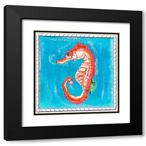 Beach Seahorse Black Modern Wood Framed Art Print with Double Matting by Ormsby, Anne