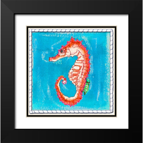 Beach Seahorse Black Modern Wood Framed Art Print with Double Matting by Ormsby, Anne