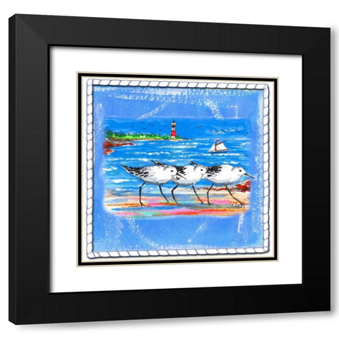 Beach-Front-Shore Birds Black Modern Wood Framed Art Print with Double Matting by Ormsby, Anne