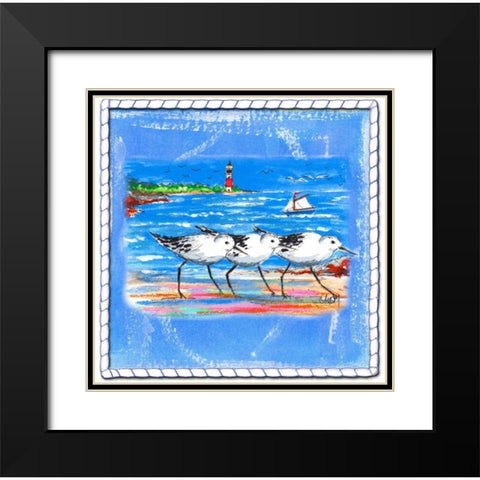 Beach-Front-Shore Birds Black Modern Wood Framed Art Print with Double Matting by Ormsby, Anne