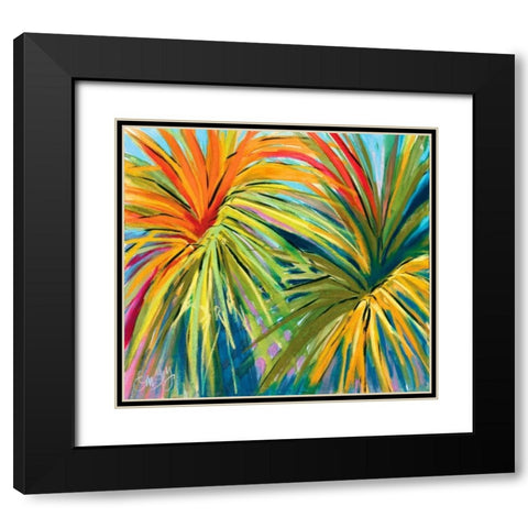 Firework Leaves Black Modern Wood Framed Art Print with Double Matting by Ormsby, Anne