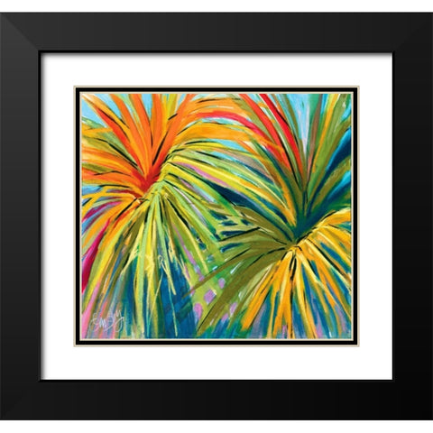 Firework Leaves Black Modern Wood Framed Art Print with Double Matting by Ormsby, Anne