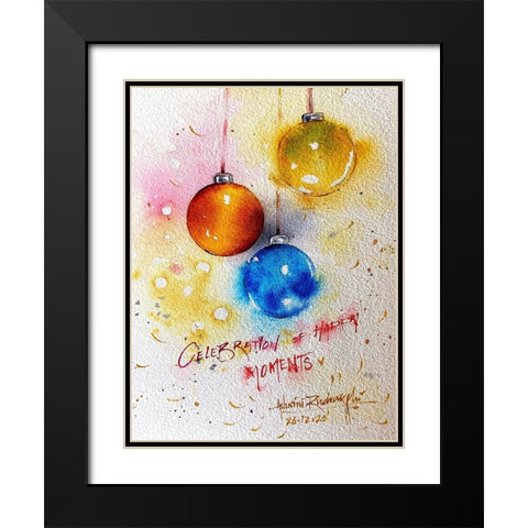 Christmas Bubbles Black Modern Wood Framed Art Print with Double Matting by Rudraksi, Ashwini