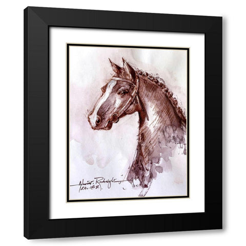 Horse 1 Black Modern Wood Framed Art Print with Double Matting by Rudraksi, Ashwini