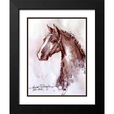 Horse 1 Black Modern Wood Framed Art Print with Double Matting by Rudraksi, Ashwini