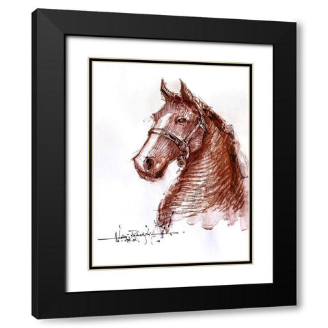 Horse 2 Black Modern Wood Framed Art Print with Double Matting by Rudraksi, Ashwini