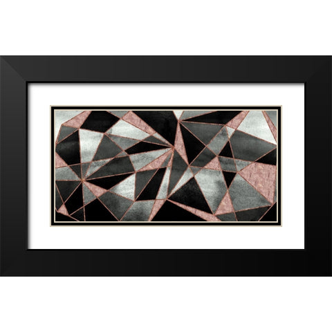 Blush Geo Abstract Black Modern Wood Framed Art Print with Double Matting by Vidal, Alicia