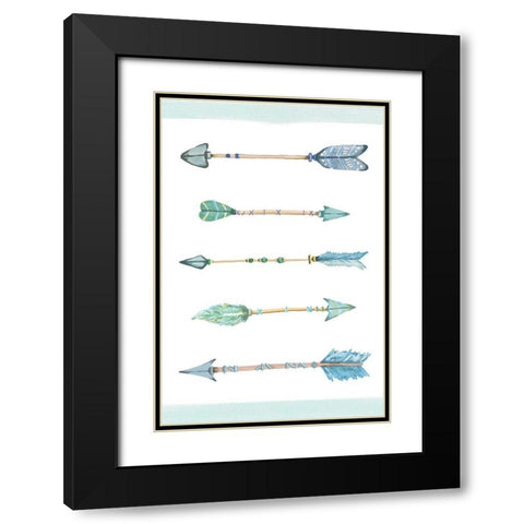 Boho Arrows Blue Black Modern Wood Framed Art Print with Double Matting by Vidal, Alicia