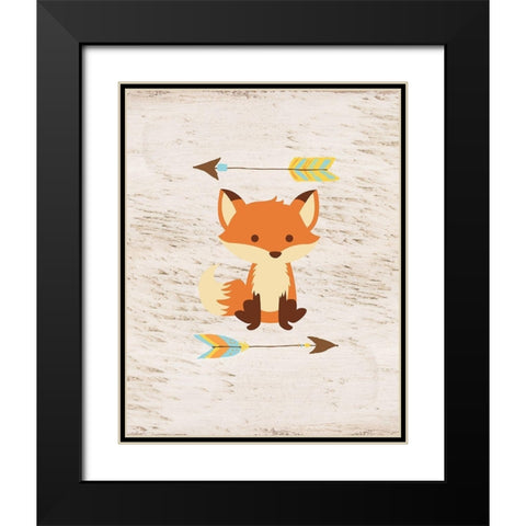 Fox On Wood Black Modern Wood Framed Art Print with Double Matting by Vidal, Alicia